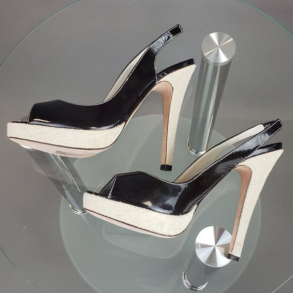 bebe - Patent Peep Toe Slingback Platform Pumps - Picture 2 of 4